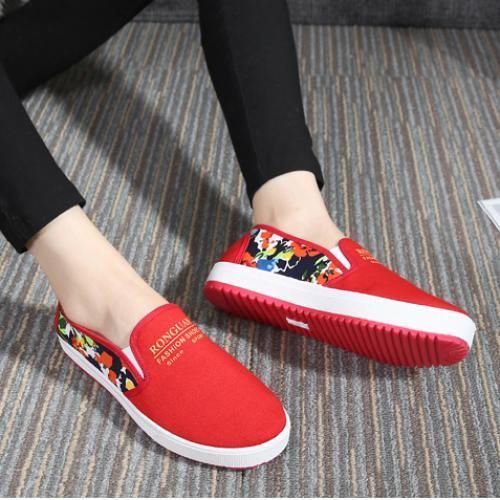 Ladies Light Casual Flat Shoes Office Shoes-Red