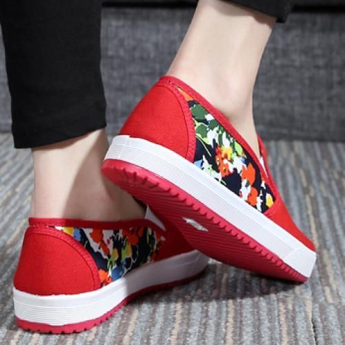 Ladies Light Casual Flat Shoes Office Shoes-Red