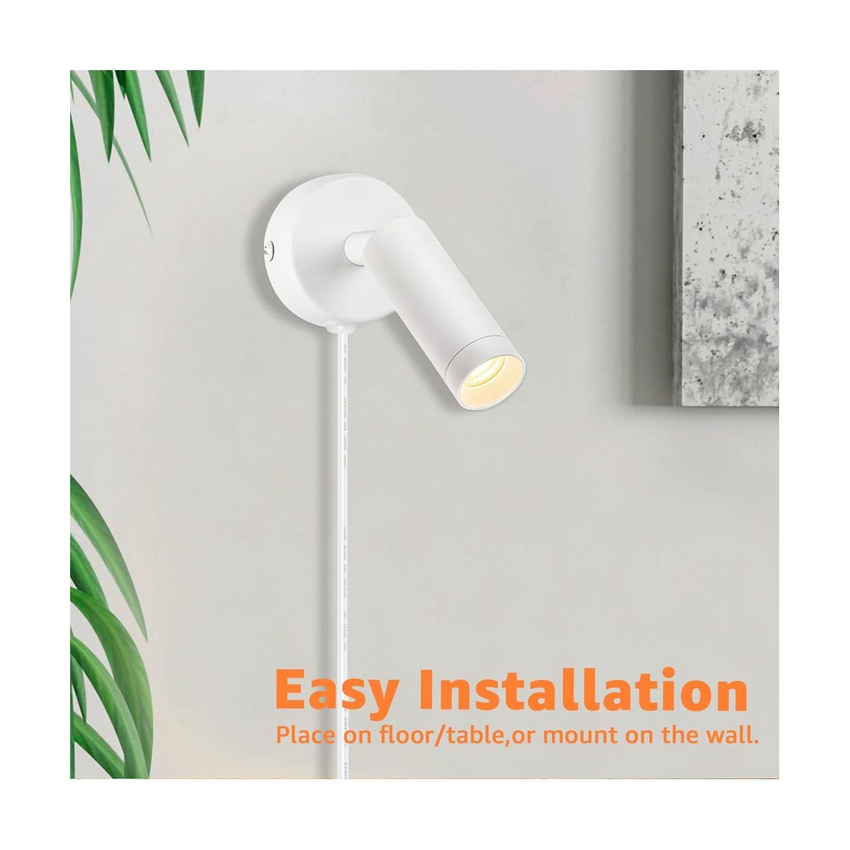 3W Spot Lights Indoor Adjustable Up Indoor Floor Spotlight LED Dimmable Plant Spotlight Accent Lighting White US Plug