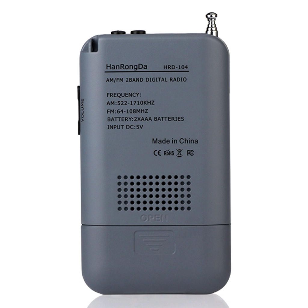 Rechargeable AM FM Digital Portable Pocket Radio And Earphone Gray