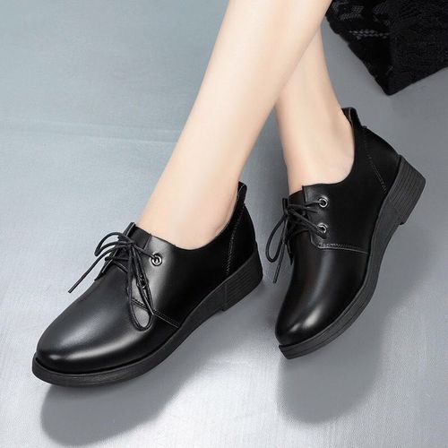 Women's Lace-up Work Business Leather Shoes-black