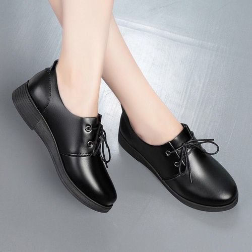Women's Lace-up Work Business Leather Shoes-black