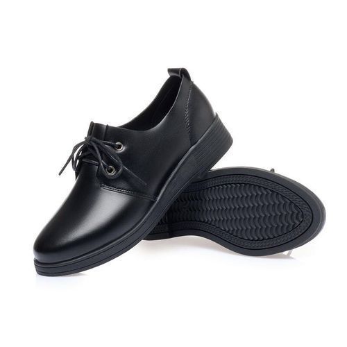 Women's Lace-up Work Business Leather Shoes-black