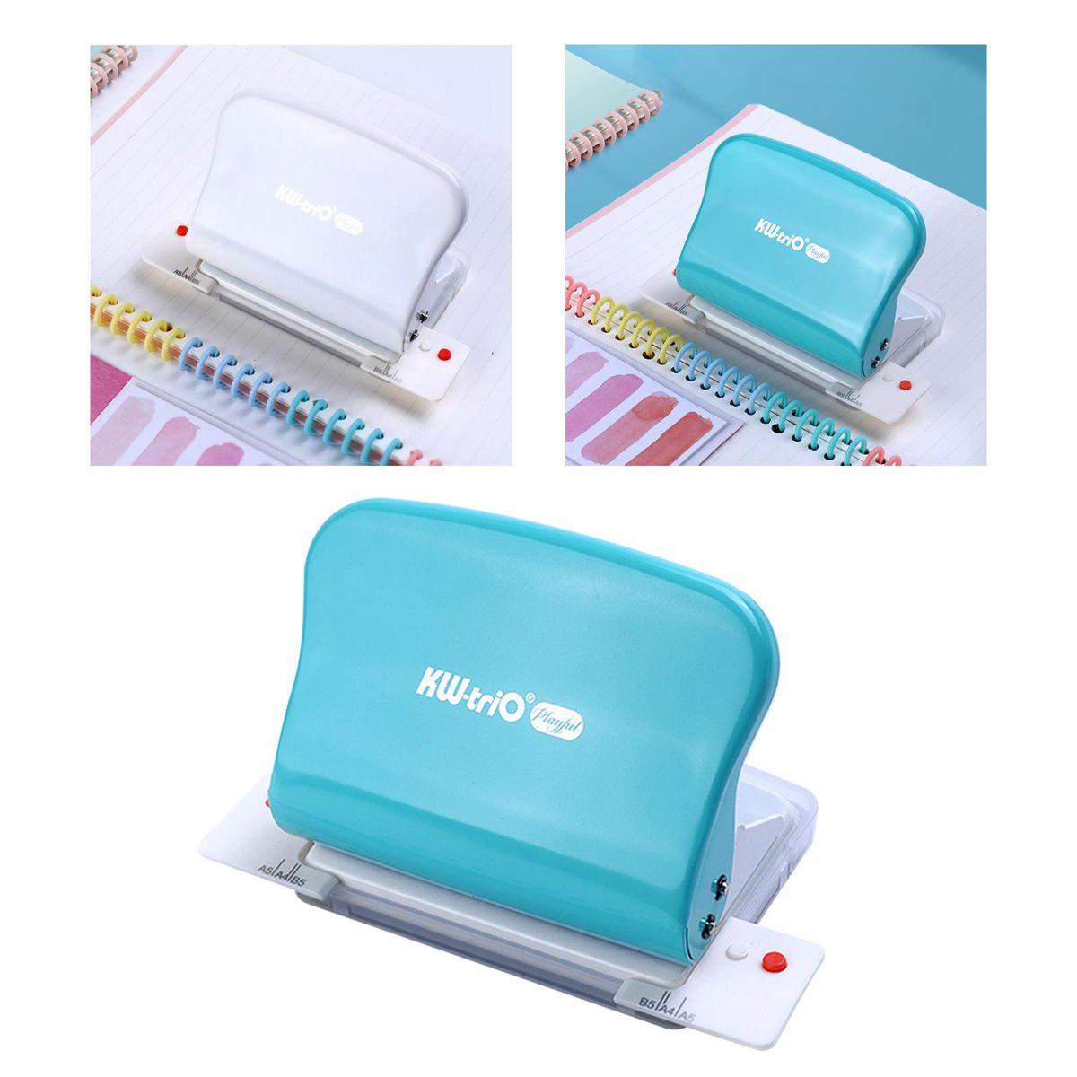 Loose Leaf Hole Puncher With Positioning A4 B5 A5 Stationery Green