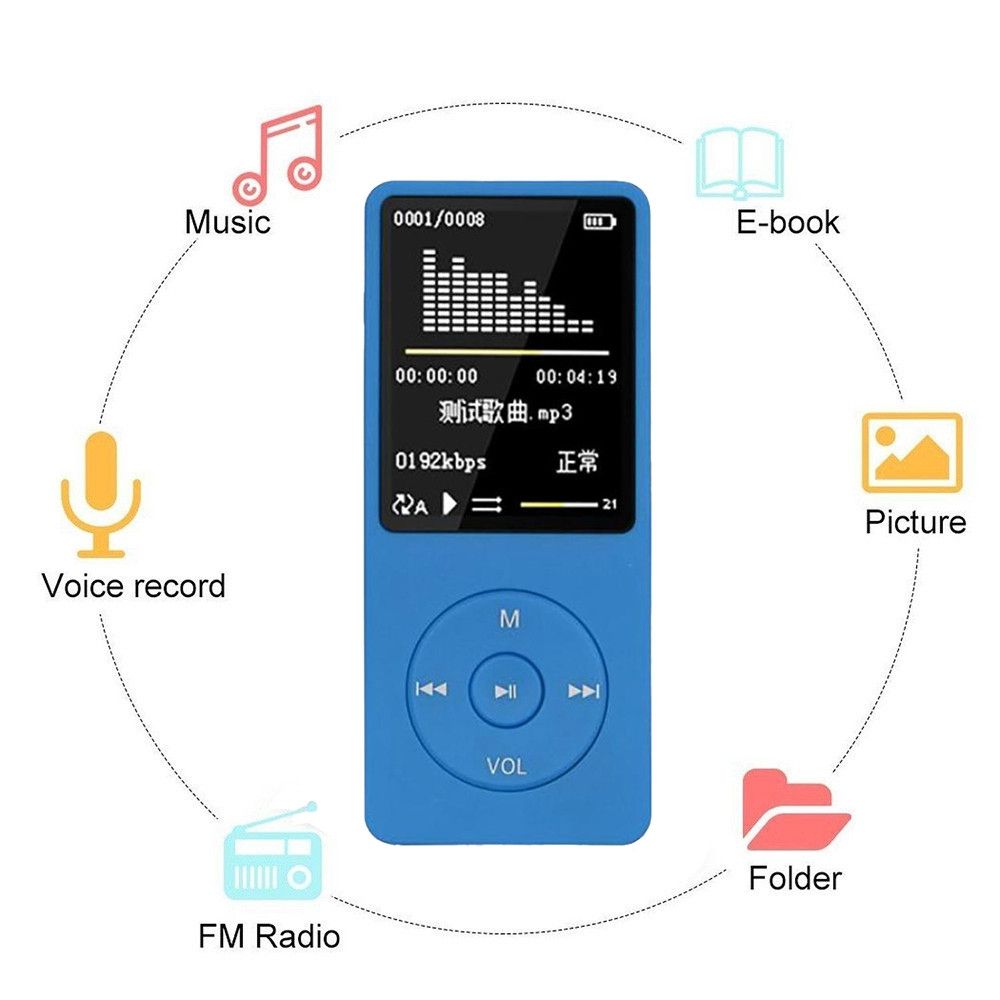 LCD Screen FM Radio Video Games Movie MP3 MP4 Player-Blue