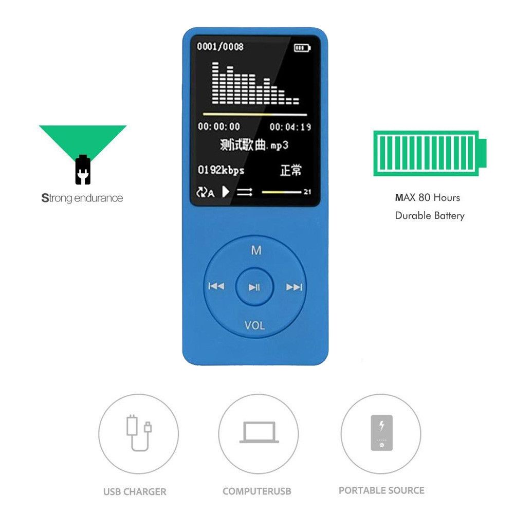 LCD Screen FM Radio Video Games Movie MP3 MP4 Player-Blue
