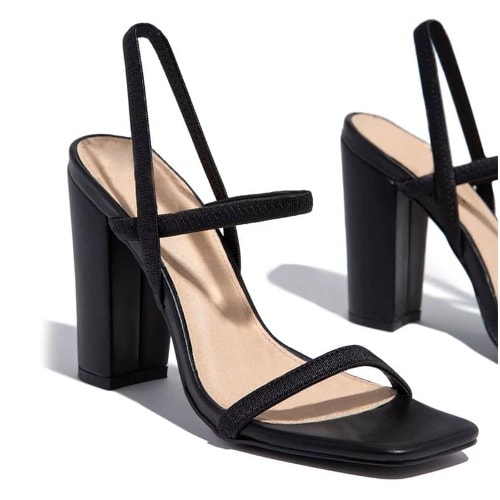 Block Heel Sandals- Black