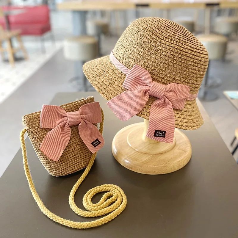 Beach Straw Hat + Matching Bag For Girls
