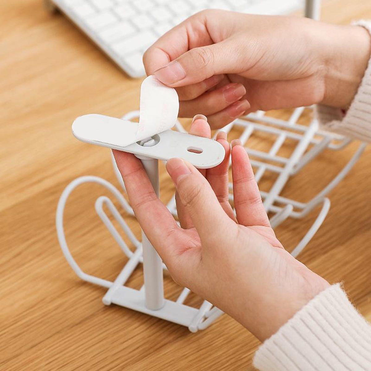 Under Desk Cable Management Tray Wire Holder Shelf  White