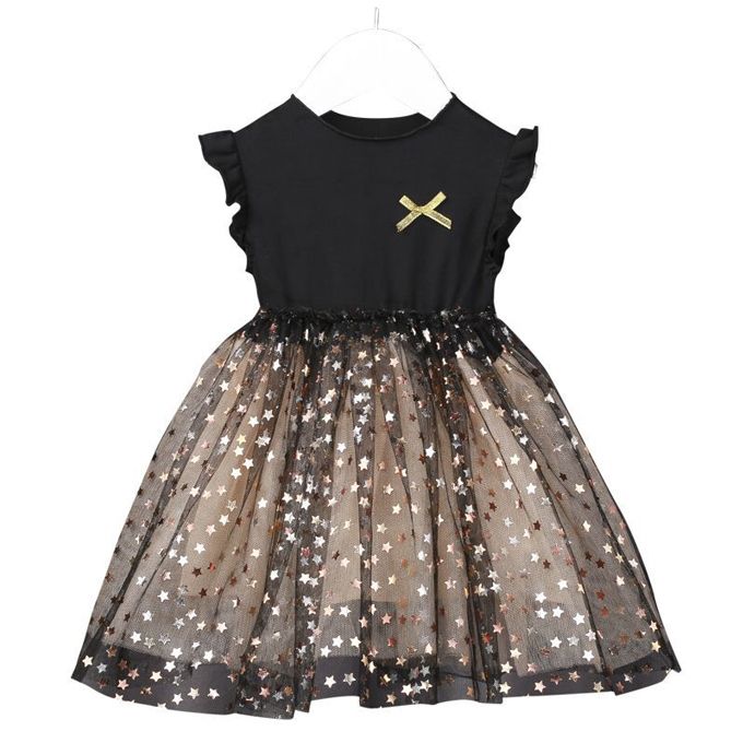 Baby Girls Short Sleeve Birthday Dresses - Black