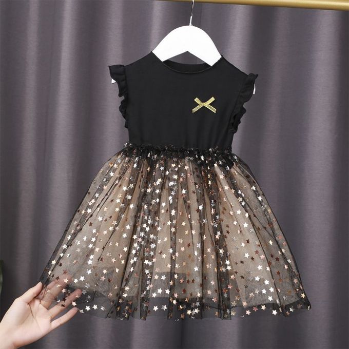 Baby Girls Short Sleeve Birthday Dresses - Black