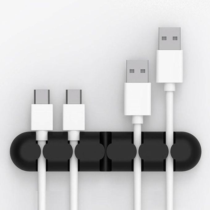 Silicone Adhesive Charging Cable Management Clips Holder Black
