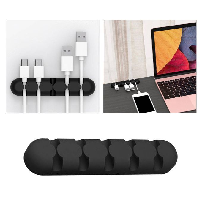 Silicone Adhesive Charging Cable Management Clips Holder Black