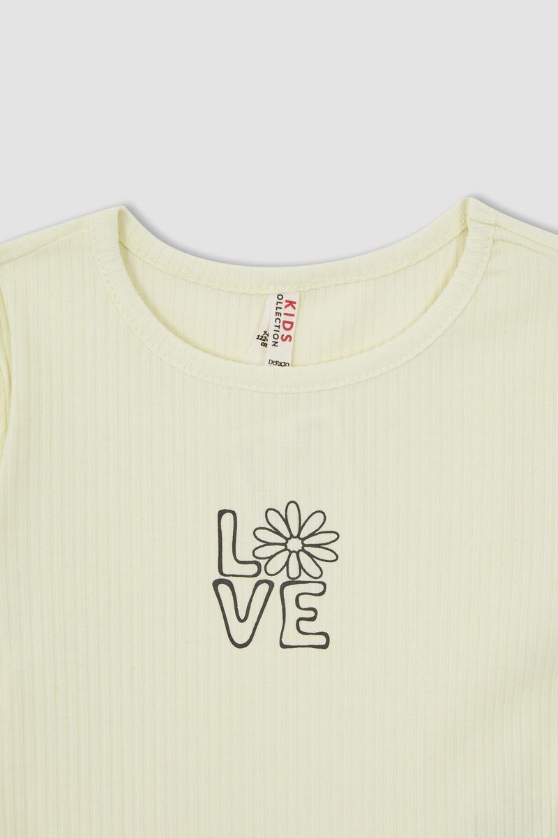 Girl Cropped Fit Knitted Short Sleeve Body - Yellow
