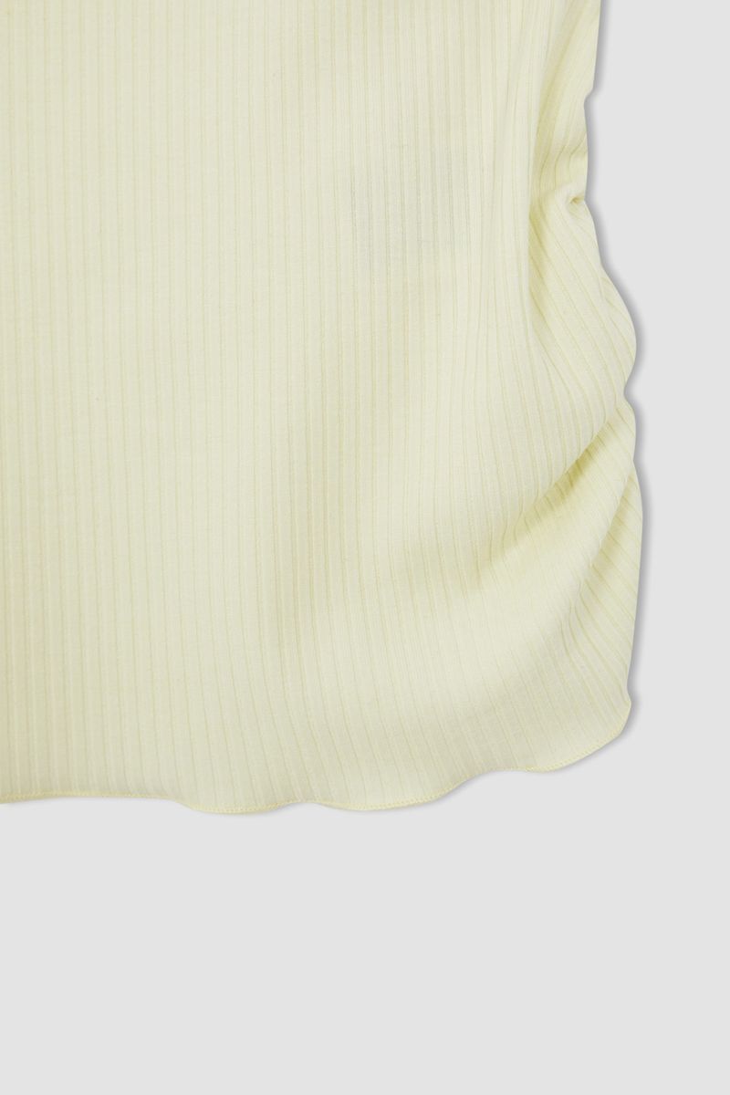 Girl Cropped Fit Knitted Short Sleeve Body - Yellow