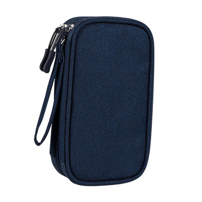 Travel Cable Organizer Bag Double Layer Carry Bag Storage Cases Blue