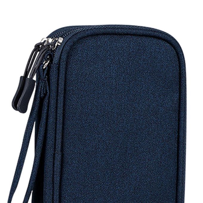 Travel Cable Organizer Bag Double Layer Carry Bag Storage Cases Blue