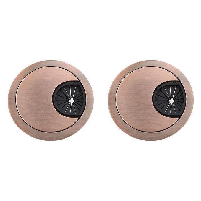 2Piece 60mm Desk Table Grommets Cable Cord Hole Cover For Home Copper