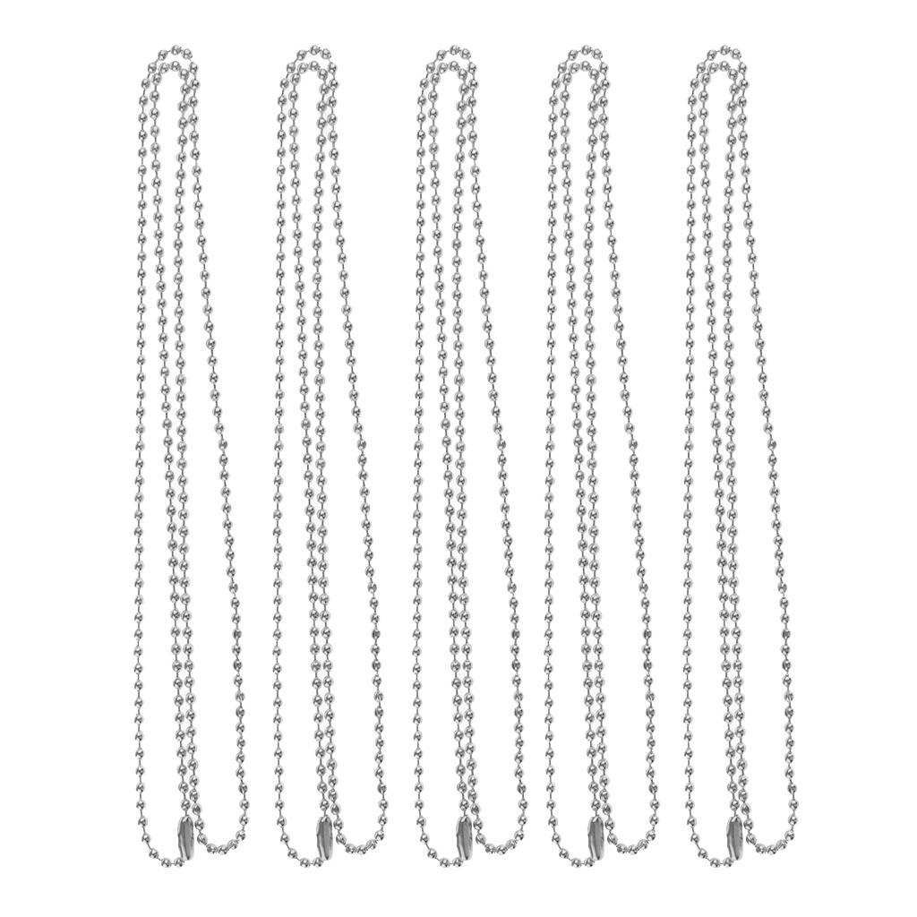 5 Pieces Stainless Steel 2mm Ball Chain Necklace For Men Women Silver