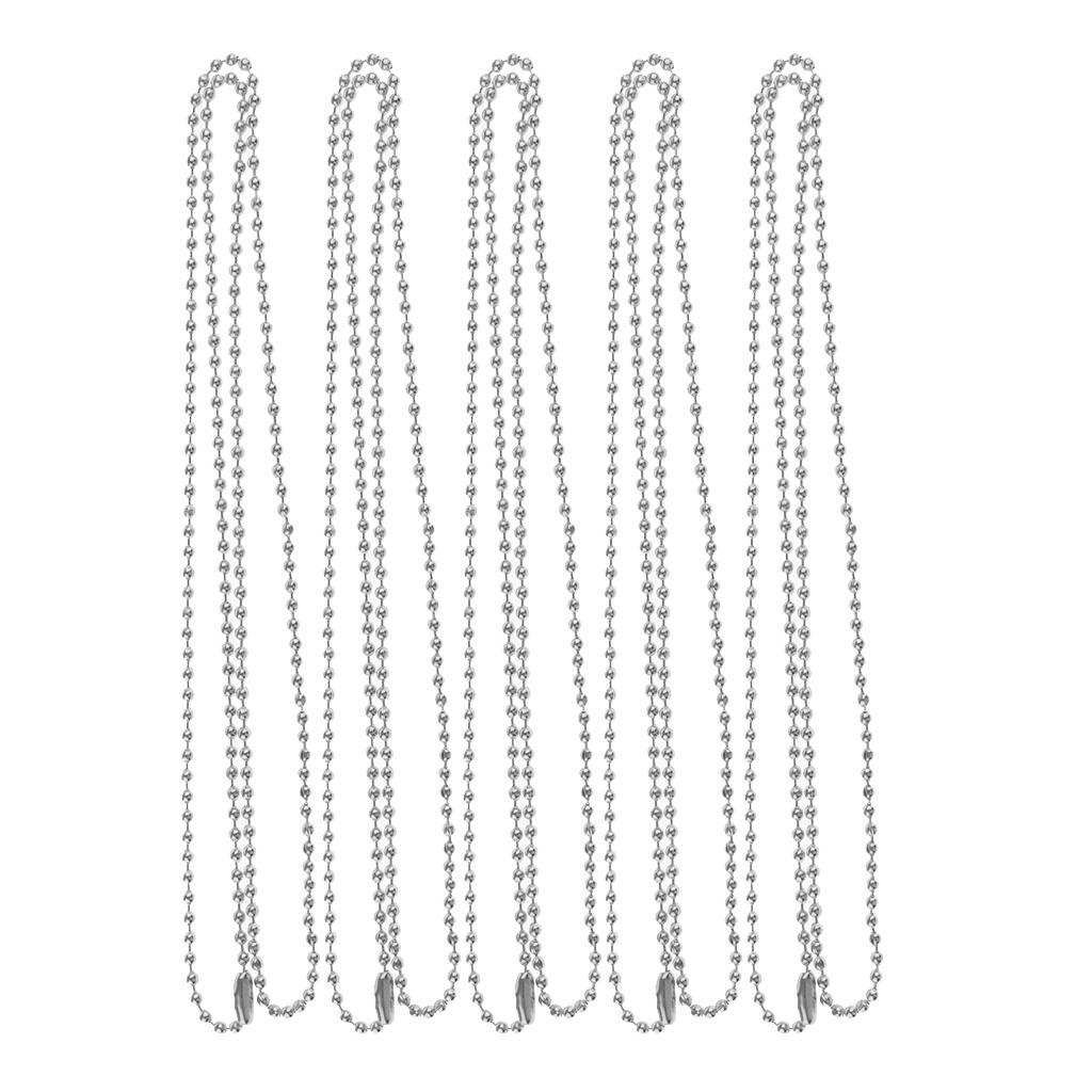 5 Pieces Stainless Steel 2mm Ball Chain Necklace For Men Women Silver
