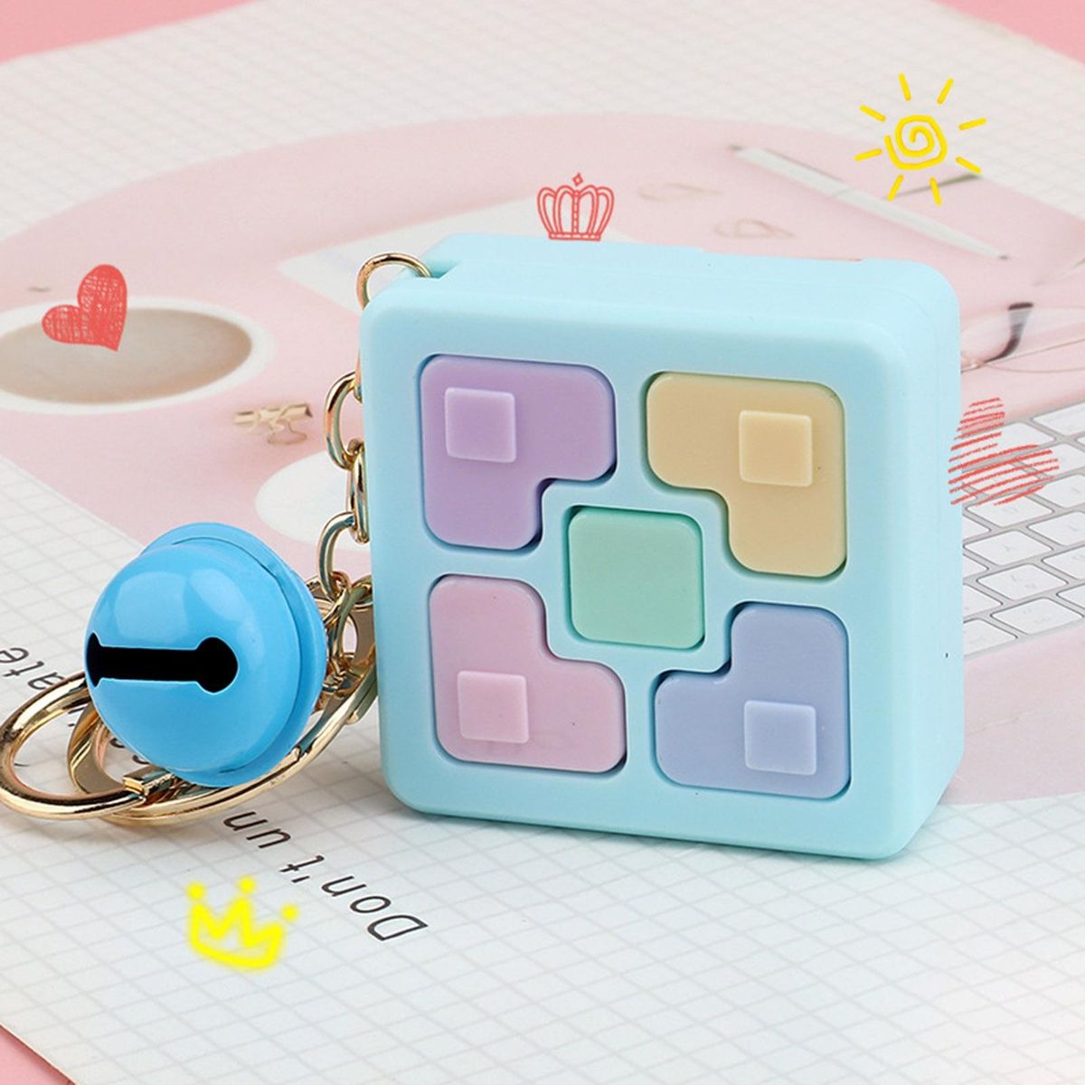 Keychain Ornament Block Game Machine Keychain Ornament Blue