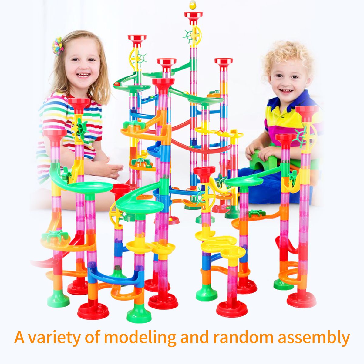 Construction Marble Run Race Track DIY Building Railway 105
