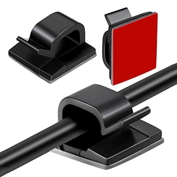 Self-Adhesive Cable Clips Wiring Under The Desk Holder Clamps Black