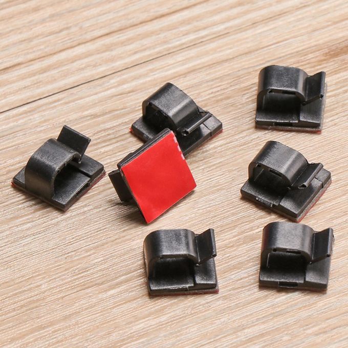 Self-Adhesive Cable Clips Wiring Under The Desk Holder Clamps Black