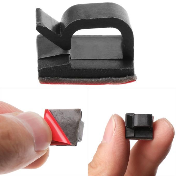 Self-Adhesive Cable Clips Wiring Under The Desk Holder Clamps Black