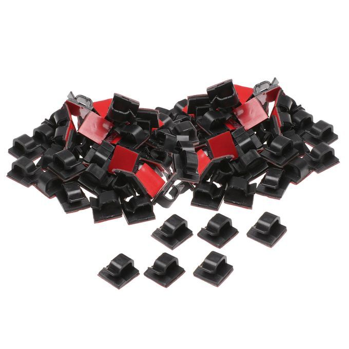 Self-Adhesive Cable Clips Wiring Under The Desk Holder Clamps Black