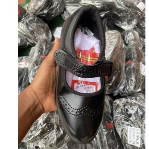 Girls Original Glittering School Shoes With Socks - Black