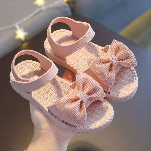 Baby Girls Cute Summer Soft Pink Sandals With Bow