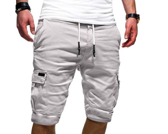 Mens Elastic Pocket Cargo Shorts Nicker Pants