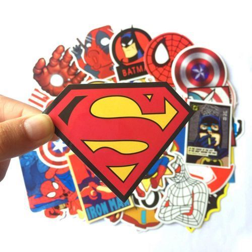 50 Pcs Stickers For Super Hero Cartoon Stickers For Laptop Decal Fridge Skateboard Batman Superman Hulk Iron Man