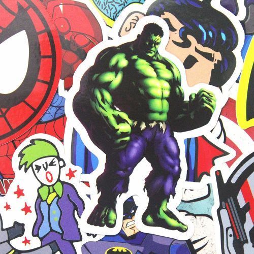 50 Pcs Stickers For Super Hero Cartoon Stickers For Laptop Decal Fridge Skateboard Batman Superman Hulk Iron Man