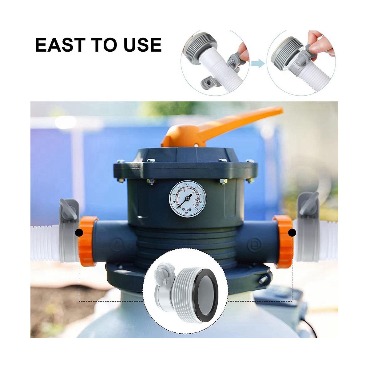 4Pcs Garden Hose Conversion Adapter Reusable Hose Connectors for Intex Filter Pump Ports Pool Accessories