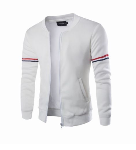 Mens Lightweight Varsity Jackets Plain Comfort Casual Coat-White