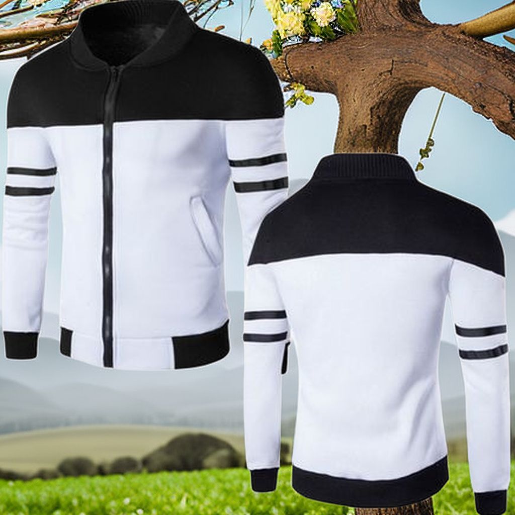 Men Lightweight Winter Varsity Jacket - White