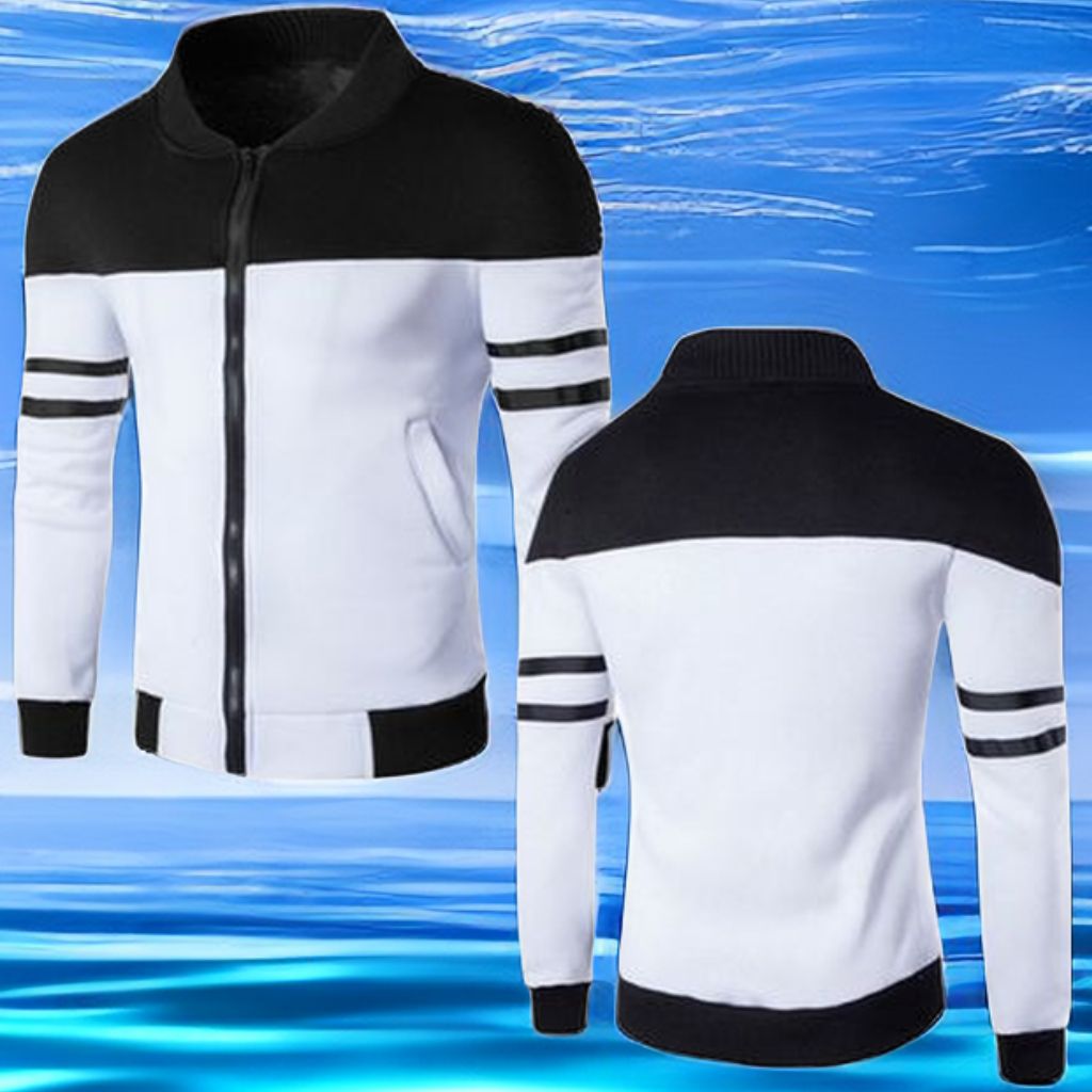 Men Lightweight Winter Varsity Jacket - White