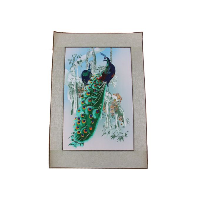 Shu Embroidery Peacock Pictures White With Blue Ornaments Intangible Cultural Heritage