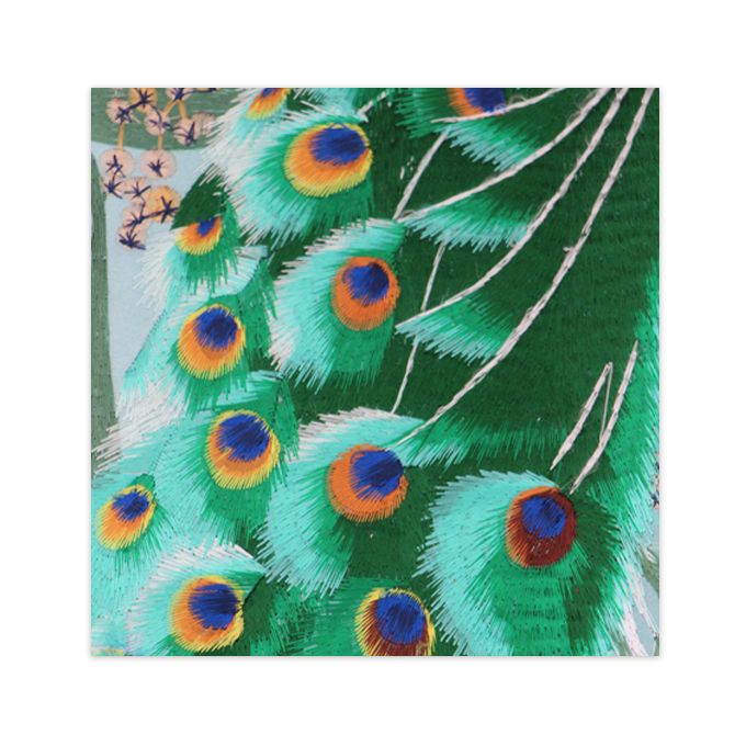 Shu Embroidery Peacock Pictures White With Blue Ornaments Intangible Cultural Heritage