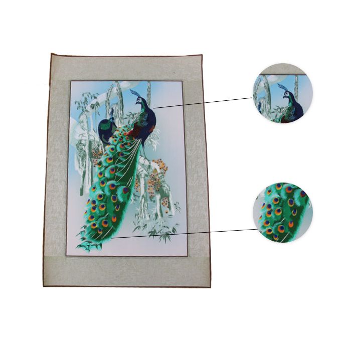 Shu Embroidery Peacock Pictures White With Blue Ornaments Intangible Cultural Heritage