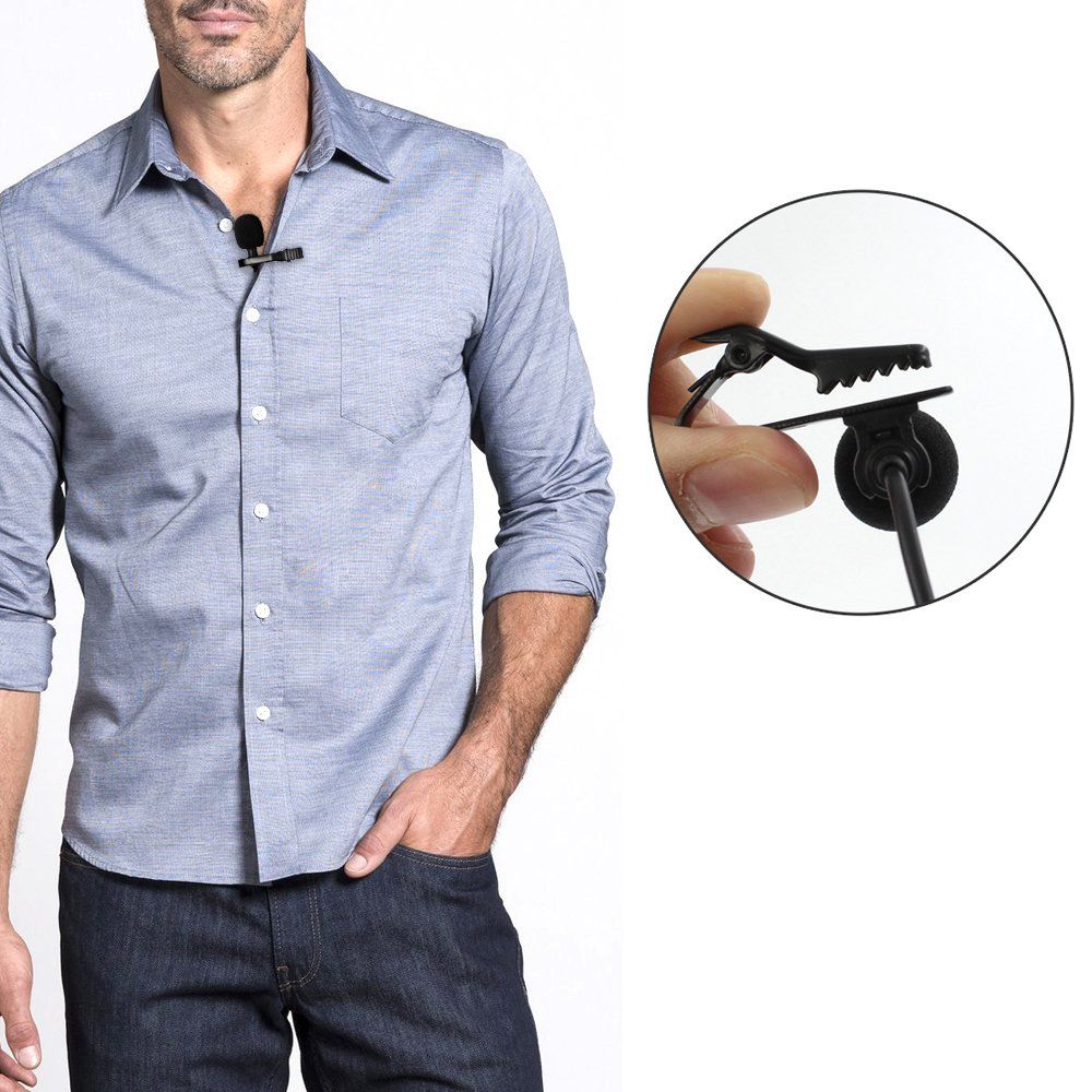 Lapel Microphone Lavalier Clip On Mic Condenser Microphone Interview Audio Recording Microphone Lapel Mic