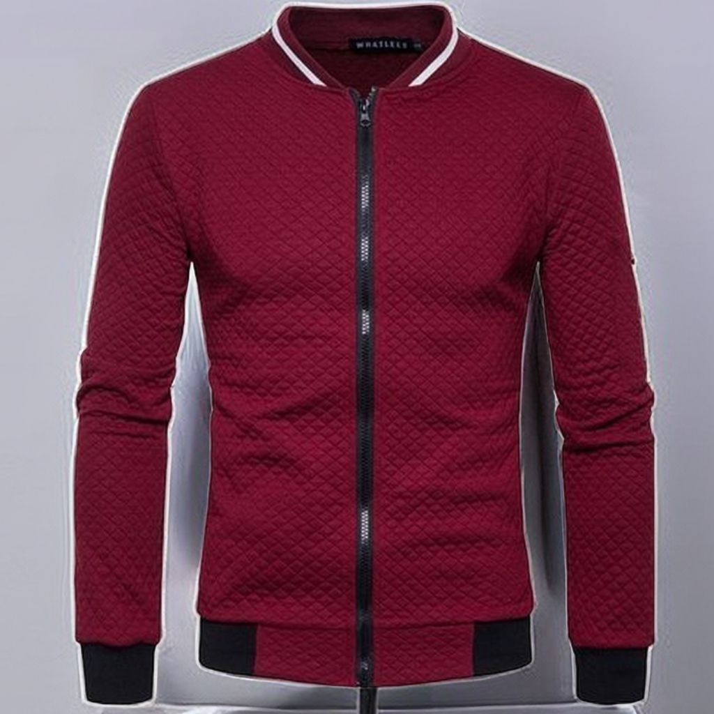 Mens Zipper Comfort Blazers Windbreak Lightweight Jackets Coats-Burgundy