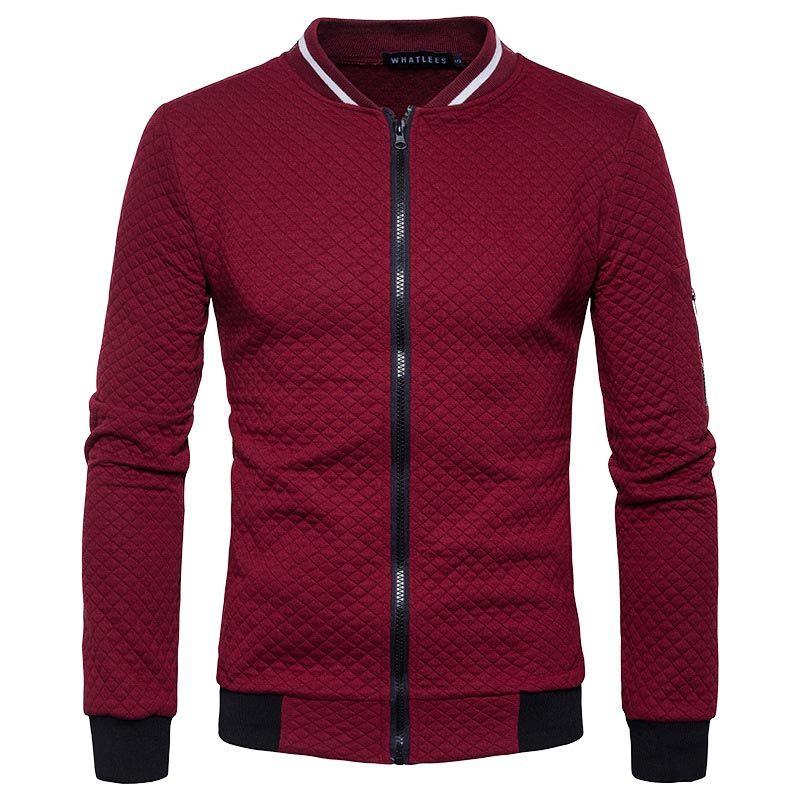 Mens Zipper Comfort Blazers Windbreak Lightweight Jackets Coats-Burgundy