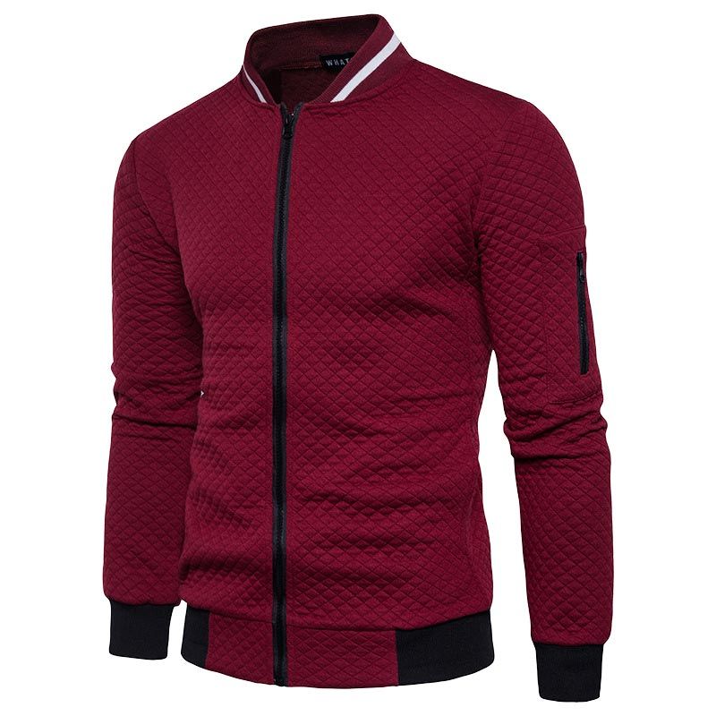 Mens Zipper Comfort Blazers Windbreak Lightweight Jackets Coats-Burgundy