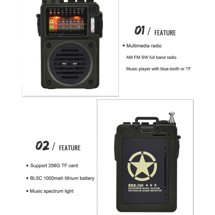 HanRongda HRD-700 Full Band Bluetooth Radio