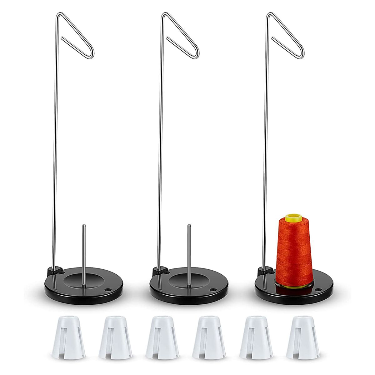 9 PCS Cone Thread Holder Adjustable Single Thread Spool Holder Single Thread Stand Kit and Coil Claw Thread Holder
