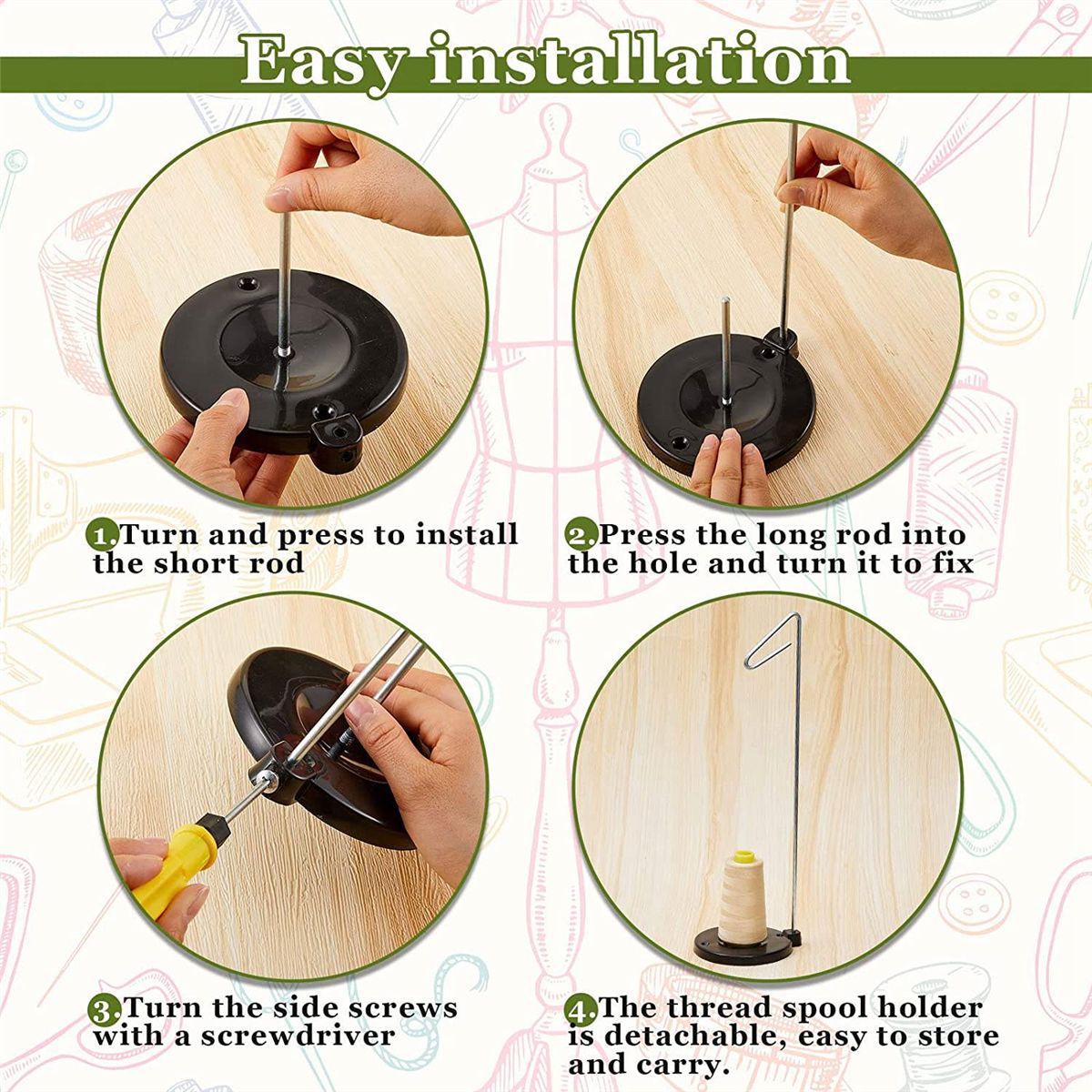 9 PCS Cone Thread Holder Adjustable Single Thread Spool Holder Single Thread Stand Kit and Coil Claw Thread Holder