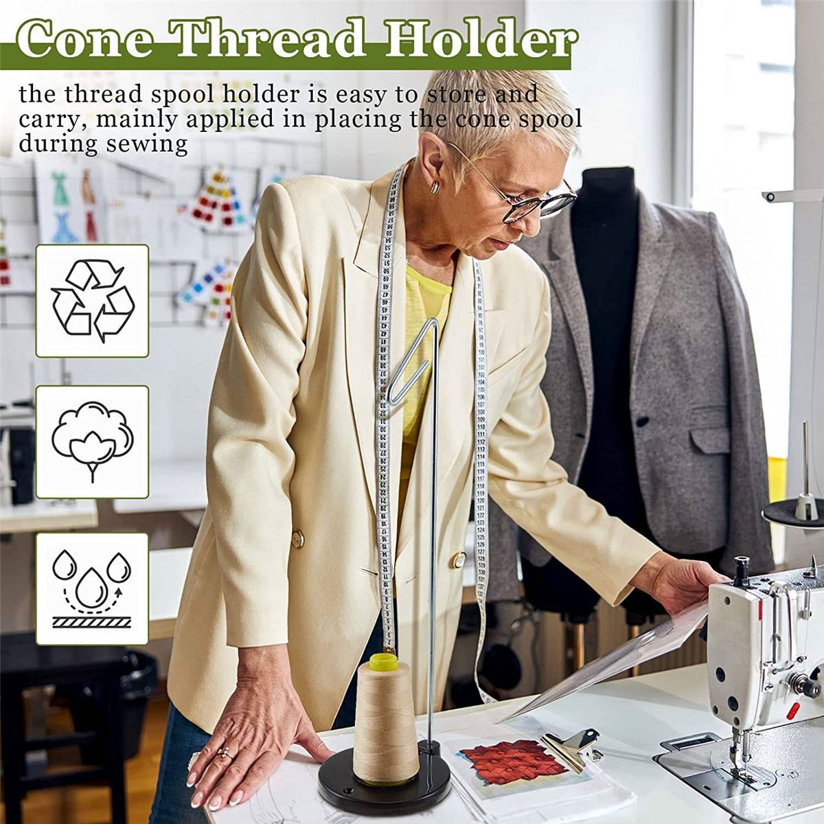 9 PCS Cone Thread Holder Adjustable Single Thread Spool Holder Single Thread Stand Kit and Coil Claw Thread Holder